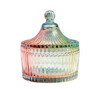 Glazed Glass Candy Dish with Yurt Shape Lid Cover Crystal Sugar Server Bowl Tin Candy Buffet Decorative Cookie Jar Box Bottle Food Storage Container