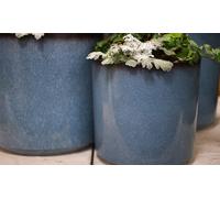 Garden Gear Blue Glazed Effect Planter Sl ell Shape 34cm Tall Flower Pot Design Lightweight Durable Frost & UV Resistant 4 Pre-Drilled Drainage Holes (1)