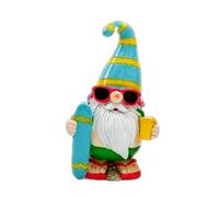 Glazed Resin Beach Garden GNOME Swimmer - BATHROOM/BEACH HUT/GARDEN ORNAMENT - Humorous BATHER Figurine - Blue Hat -17.5 cm