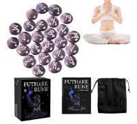 Glazed Rune Stones - 8 x 9.7 x 3.7 cm, Pack with Manual, Engraved Elder, Divination Set | Spiritual Meditation Aid for Beginners, Fortune Telling, Table Game, Prop, H