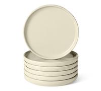 Amazon Basics Glazed Stoneware Salad Plates, 6-Piece Set, Microwave and Dishwasher-Safe, 21.08cm, Ivory