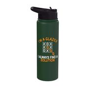 Glazier Glasscutter Tic-Tac-Toe Glazer Craftsman Glassworker Stainless Steel Insulated Water Bottle