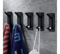 GlazieVault Black Coat Hooks for Wall - Zinc Alloy Coat Racks(10 Pack) - Heavy Duty Coat Hooks Wall Mounted - Premium Design Rust Free Door Hooks for Hanging (Black Adhesive P5)