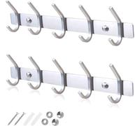 GlazieVault Coat Hooks for Wall - Stainless Steel Coat Racks (2 Pack) - Heavy Duty Coat Hook Wall Mounted - Premium Design Rust Free Coat Hanger for Clothes (Silver J)