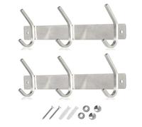 GlazieVault Coat Hooks for Wall - Stainless Steel Coat Racks - Heavy Duty Coat Hook Wall Mounted - Premium Design Rust Free Coat Hanger for Clothes (Silver SJ3)