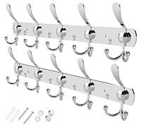 GlazieVault Coat Hooks for Wall - Stainless Steel Racks (2 Pack) - Heavy Duty Wall Mounted - Premium Design Rust Free Hanger Wall for Robe and Clothes