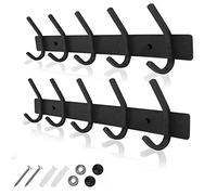 GlazieVault Coat Racks for Wall - Stainless Steel Coat Hooks (2 Pack) - Heavy Duty Coat Hooks Wall Mounted - Black Wall Hanger