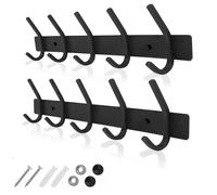 GlazieVault Coat Racks for Wall - Stainless Steel Coat Hooks (2 Pack) - Heavy Duty Coat Hooks Wall Mounted - Black Wall Hanger
