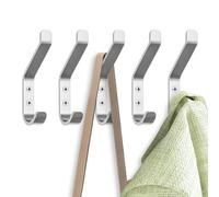 GlazieVault Satin Nickel Coat Hooks for Wall Pack 10 - Heavy Duty Coat Hooks Wall Mounted - Premium Design Wall Hooks Rust Free Door Hooks for Hanging (Silver Flat Hooks Pack 05)