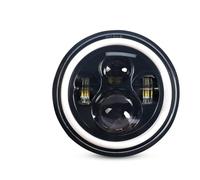 GLBLPEXELR Motorcycle Headlight For Wrangler JK LJ CJ 1PC 7 Inch Motorcycle LED Headlight Hi Low Beam DRL Turn Signal 7" Round Headlamp(Black 2)