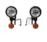 GLBLPEXELR Motorcycle Rear Light For Touring Electra Glide Road King FLHX 1994-2024 Motorcycle 4.5" LED Fog Light Passing Auxiliary Lamp & Housing Bucket(Black and chrome)