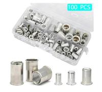 GLBMLMTHZP 100PCS Rivet Nuts Gun Mandrel Kit M3/M4/M5/M6/M8 or Nut Mandrels Repairtool Rivetgun Flatheadscrew Set Square Nuts(White)