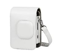 GLBMLMTHZP Hybrid Instant Film Camera Bag PU Leather Retro Black Brown White Carrying Case Shoulder Bag Fit For Fujifilm Instax Mini Liplay camera bag(White)