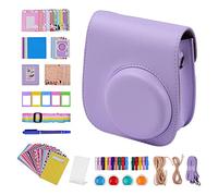 GLBMLMTHZP Portable Camera Bag Bag Bag PU Leather Belt Shoulder Strap Fit For Fujifilm Fit For Fuji Mini 11 camera bag(Purple Set)