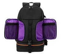 GLBMLMTHZP Video Waterproof Camera Shoulders Backpack W Reflector Stripe Fit 15.6 Inch Latptop Shockproof Soft Padded Tripod Case Photo Bag camera bag(Black with Purple)