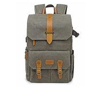 GLBMLMTHZP Vintage Batik Canvas + Leather Camera Bag Outdoor Travel Large Capacity Backpack With Padded Photography DSLR Camera Bag Fit For Canon Fit For Nikon Fit For Sony camera bag(Groen)