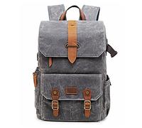 GLBMLMTHZP Vintage Batik Canvas + Leather Camera Bag Outdoor Travel Large Capacity Backpack With Padded Photography DSLR Camera Bag Fit For Canon Fit For Nikon Fit For Sony camera bag(Seize If Grey)