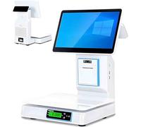 GLBMXDD 15.6 Inch Touch Screen Cash Register, Ai Smart Touch Screen POS Register, with Touch Screen Monitor, 58MM Thermal Printer, Scanner, Cash Drawer and 20 rolls of paper Singlescreen