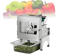 GLBMXDD Multi-Function Electric Vegetable Cutter Commercial, Scallion Pepper Slicer with Receiving Tray, 7cm Wide Feed Port, 150kg/H Capacity, for Garlic Ginger Chili Processing