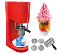 GLBMXDD Multi-shape Spaghetti Ice Cream Press Machine 420ml Hopper Stainless Steel Gelato Machine with 4 Shape Molds Soft Serve & Ice Cream Maker,for Ice Cream Store,Bars,Cafes Red