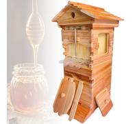 GLBMXDD Self-Flow Hive Beehive Starter Kit with Observation Window and Honey Spout, Includes 4 bee Frames and 6 Honeycomb Trays, for Beekeeping,Garden Pollinators