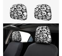 GlbnSHeric Car Headrest Cover Car Seat Headrest Covers Black and white skulls Headrest Covers for Car Personalized Car Seat Head Rest Cover Car Accessories Headrest Protector for Truck SUV