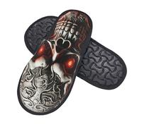 GlbnSHeric Fuzzy Slippers for Men Women Non-slip Plush Shoes Evil skull Slippers Foam House Shoes M