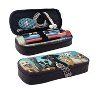 GlbnSHeric Pencil Bag Retractable Pencil Case A Large Group of Dogs Pen Bag Stationery Case with Zipper Pen Holder Aesthetic Pencil Cases for Office Work 9 Ã- 20 CM
