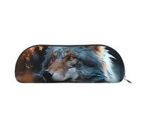 GlbnSHeric Pencil Bag Retractable Pencil Case Autumn Leaves and a Wolf Pen Bag Stationery Case for Office Pen Holder for Work Retractable Pencil Cases with Zipper 6.5 × 19 CM