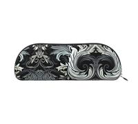 GlbnSHeric Pencil Bag Retractable Pencil Case Black and White Design Pattern Pen Bag Stationery Case for Office Pen Holder for Work Retractable Pencil Cases with Zipper 6.5 × 19 CM