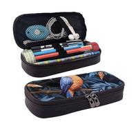 GlbnSHeric Pencil Bag Retractable Pencil Case Blue and Orange Bird Pen Bag Stationery Case with Zipper Pen Holder Aesthetic Pencil Cases for Office Work 9 Ã- 20 CM