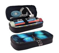 GlbnSHeric Pencil Bag Retractable Pencil Case Blue Butterfly Pattern Pen Bag Stationery Case with Zipper Pen Holder Aesthetic Pencil Cases for Office Work 9 Ã- 20 CM