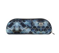 GlbnSHeric Pencil Bag Retractable Pencil Case Blue Hexagons Pen Bag Stationery Case for Office Pen Holder for Work Retractable Pencil Cases with Zipper 6.5 × 19 CM