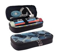 GlbnSHeric Pencil Bag Retractable Pencil Case Blue Hexagons Pen Bag Stationery Case with Zipper Pen Holder Aesthetic Pencil Cases for Office Work 9 Ã- 20 CM