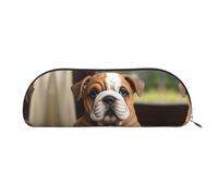 GlbnSHeric Pencil Bag Retractable Pencil Case Bulldog Puppy Pen Bag Stationery Case for Office Pen Holder for Work Retractable Pencil Cases with Zipper 6.5 × 19 CM