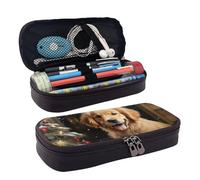 GlbnSHeric Pencil Bag Retractable Pencil Case Christmas Golden Retriever Pen Bag Stationery Case with Zipper Pen Holder Aesthetic Pencil Cases for Office Work 9 Ã- 20 CM