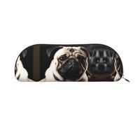 GlbnSHeric Pencil Bag Retractable Pencil Case Cool Pug Dog Pen Bag Stationery Case for Office Pen Holder for Work Retractable Pencil Cases with Zipper 6.5 × 19 CM
