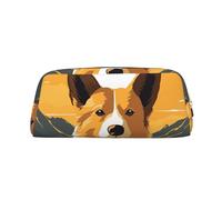 GlbnSHeric Pencil Bag Retractable Pencil Case Corgi Silhouette Pen Bag Stationery Case for Office Pen Holder for Work Retractable Pencil Cases with Zipper 8 × 20.5 CM