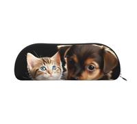 GlbnSHeric Pencil Bag Retractable Pencil Case Cute Cats and Dogs Playing Pen Bag Stationery Case for Office Pen Holder for Work Retractable Pencil Cases with Zipper 6.5 × 19 CM