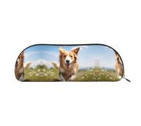 GlbnSHeric Pencil Bag Retractable Pencil Case Dog Running Pen Bag Stationery Case for Office Pen Holder for Work Retractable Pencil Cases with Zipper 6.5 × 19 CM