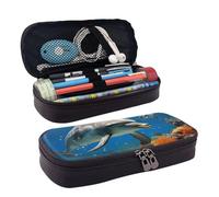 GlbnSHeric Pencil Bag Retractable Pencil Case Dolphins Blue Pen Bag Stationery Case with Zipper Pen Holder Aesthetic Pencil Cases for Office Work 9 × 20 CM