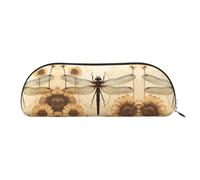 GlbnSHeric Pencil Bag Retractable Pencil Case Dragonfly on Sunflower Pen Bag Stationery Case for Office Pen Holder for Work Retractable Pencil Cases with Zipper 6.5 × 19 CM