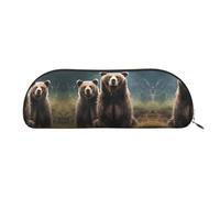 GlbnSHeric Pencil Bag Retractable Pencil Case Encounter Animal Bear Pen Bag Stationery Case for Office Pen Holder for Work Retractable Pencil Cases with Zipper 6.5 × 19 CM
