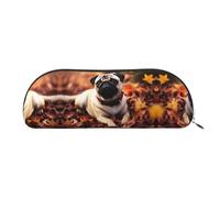GlbnSHeric Pencil Bag Retractable Pencil Case Fall Foliage Pug Dog Pen Bag Stationery Case for Office Pen Holder for Work Retractable Pencil Cases with Zipper 6.5 × 19 CM