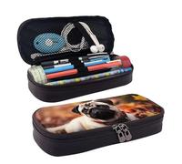 GlbnSHeric Pencil Bag Retractable Pencil Case Fall Foliage Pug Dog Pen Bag Stationery Case with Zipper Pen Holder Aesthetic Pencil Cases for Office Work 9 × 20 CM