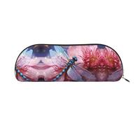 GlbnSHeric Pencil Bag Retractable Pencil Case Flower Blue Dragonfly Pen Bag Stationery Case for Office Pen Holder for Work Retractable Pencil Cases with Zipper 6.5 × 19 CM