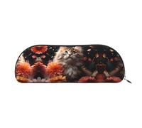 GlbnSHeric Pencil Bag Retractable Pencil Case Images of Cats and Flowers Pen Bag Stationery Case for Office Pen Holder for Work Retractable Pencil Cases with Zipper 6.5 × 19 CM