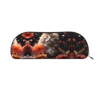 GlbnSHeric Pencil Bag Retractable Pencil Case Images of Cats and Flowers Pen Bag Stationery Case for Office Pen Holder for Work Retractable Pencil Cases with Zipper 6.5 × 19 CM