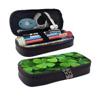 GlbnSHeric Pencil Bag Retractable Pencil Case Many Green Clover Pen Bag Stationery Case with Zipper Pen Holder Aesthetic Pencil Cases for Office Work 9 Ã- 20 CM