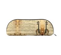 GlbnSHeric Pencil Bag Retractable Pencil Case Music Notes on Old Paper Pen Bag Stationery Case for Office Pen Holder for Work Retractable Pencil Cases with Zipper 6.5 × 19 CM